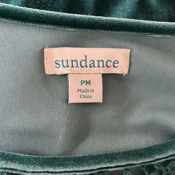 Sundance Lily Paramour Velvet Long Sleeve Top In Turquoise Green Color Petite - Picture 8 of 11